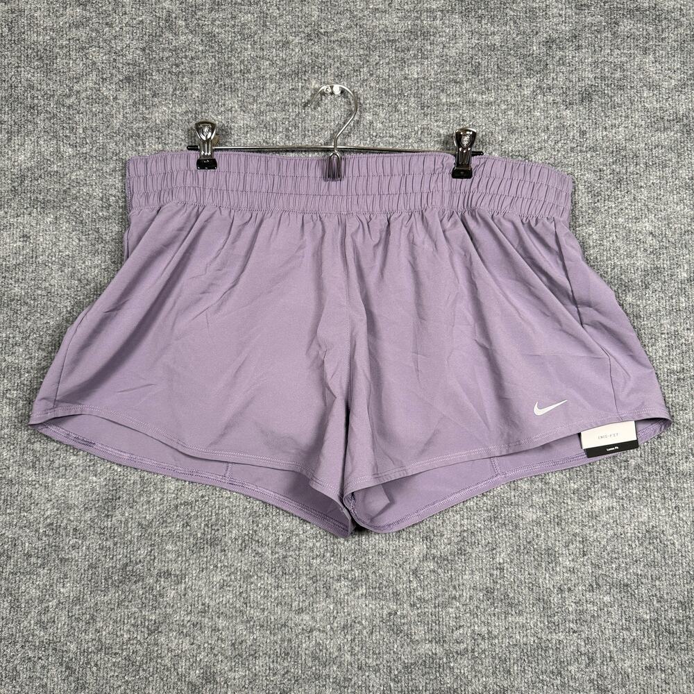 New Nike Womens Size XL Dri-Fit Brief Lined‎ Training Shorts Pink Elastic Waist